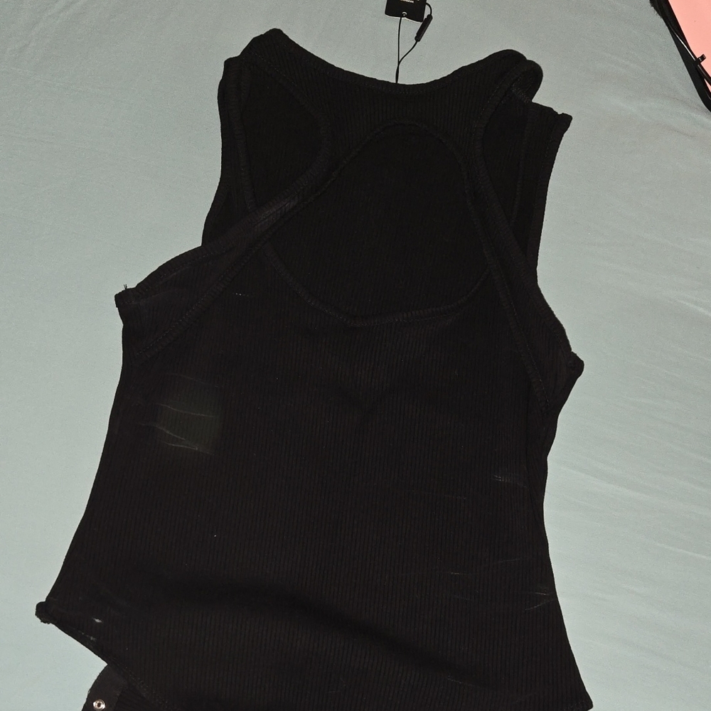 Fashion Nova Black Fitted Cut Out Tank Top